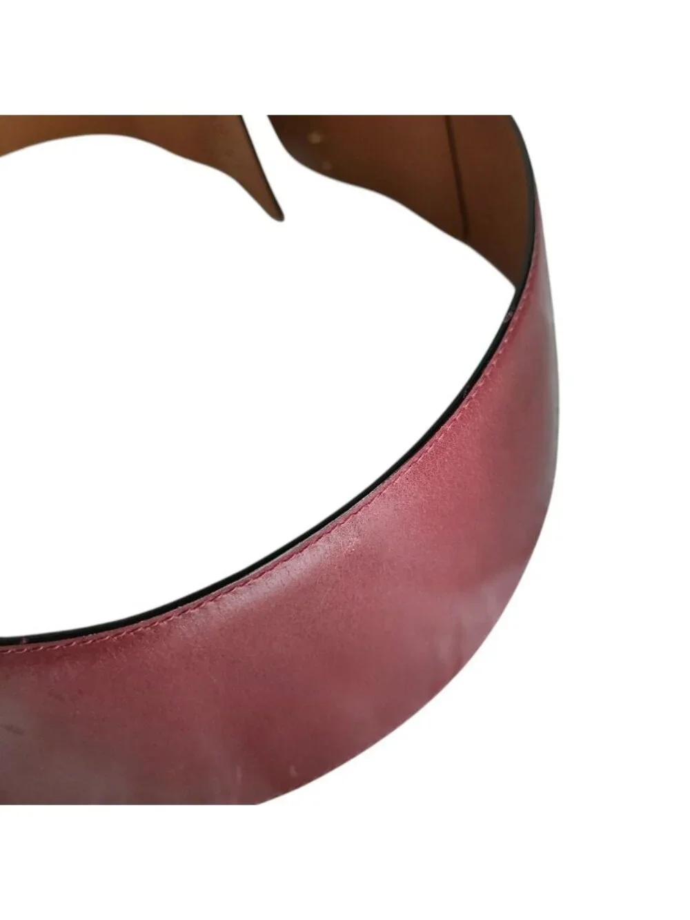 Celine Vintage Star Ball Charm Corset Waist Mark Wide Leather Belt 75 Bordeaux